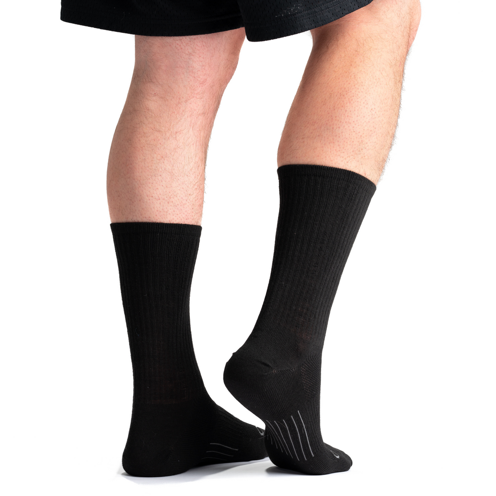 Stego StrideTec+ Merino Wool Ultra Light Crew Socks, Black, Rear