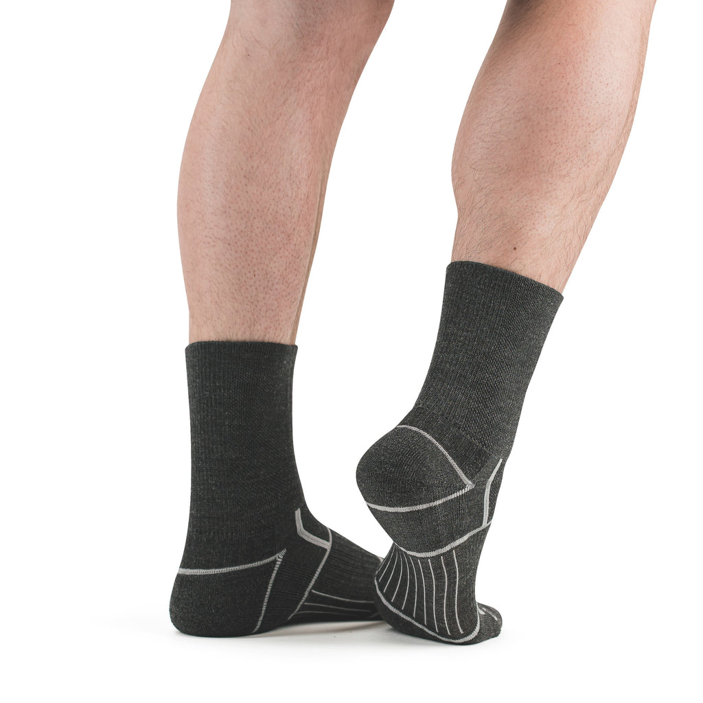 Stego EnduroTec+ Merino Wool Micro Crew Socks, Charcoal/Grey, Rear