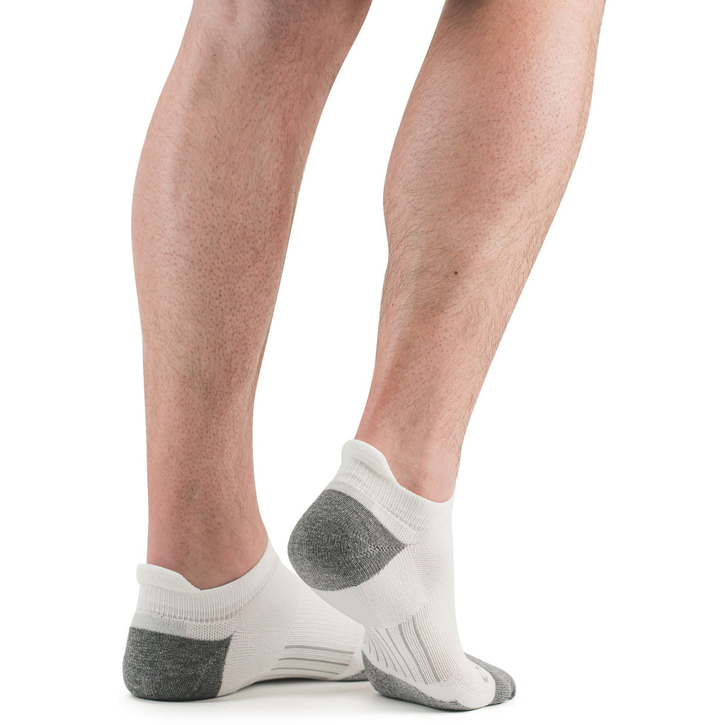 Stego RunTec Ultra Light No Show Tab Socks, White, Rear