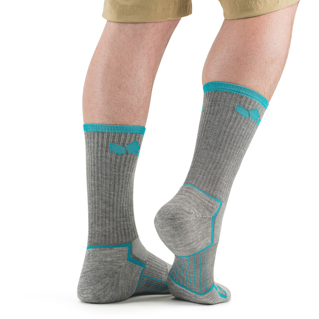 Stego TrailTec+ Merino Wool Cushioned Crew Socks, Ocean Grey, Rear
