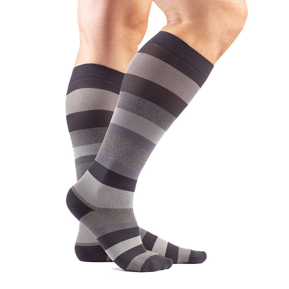 VenaCouture Men’s Bold Regency Stripe Compression Socks, Graphite